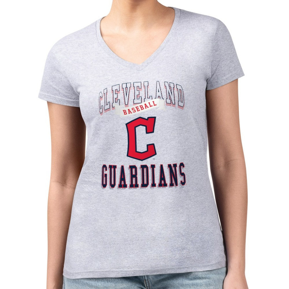 Cleveland Guardians G-III 4Her by Carl Banks Women's Super-Slim Fit Lightweight Team Logo Graphic V-Neck T-Shirt - MLB