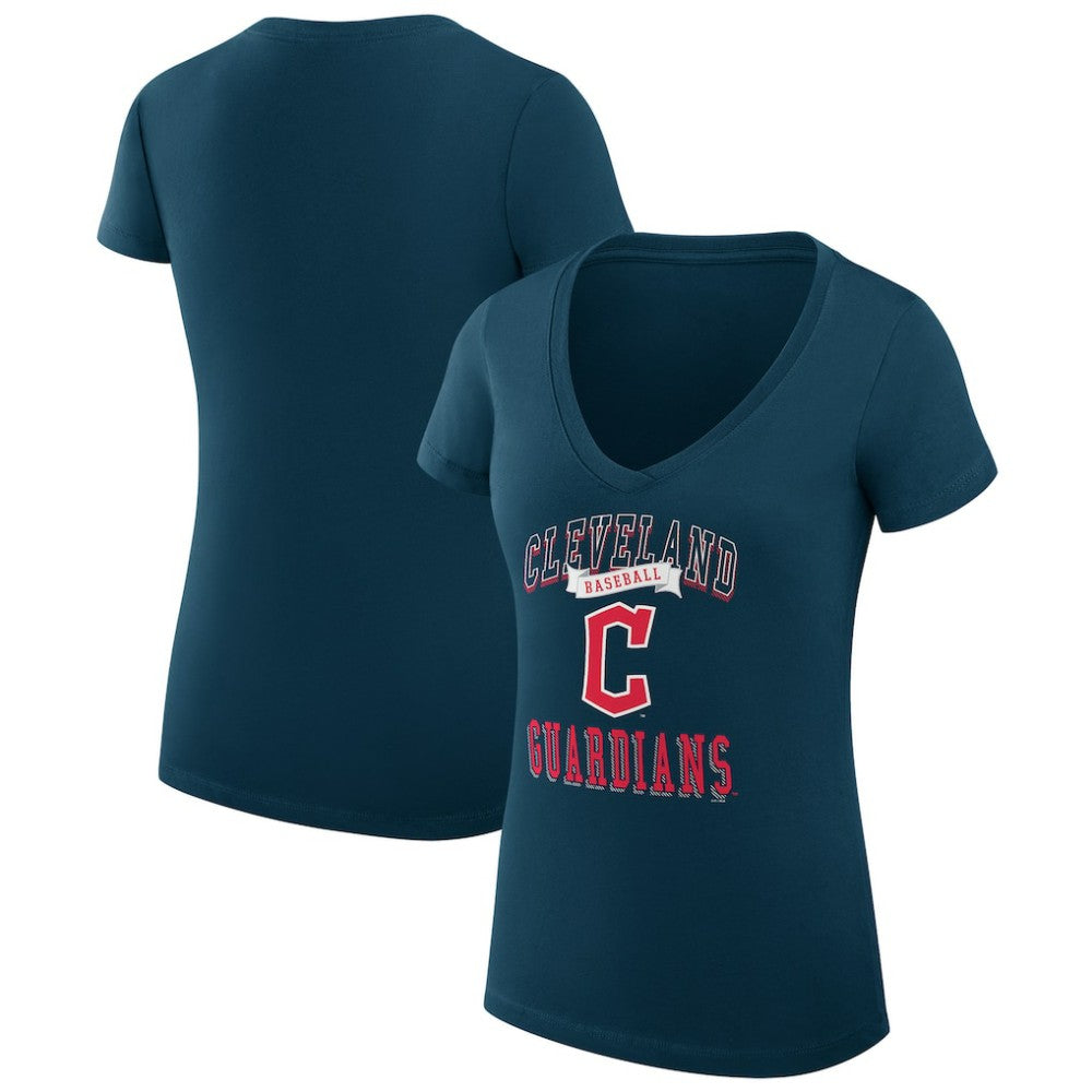 Cleveland Guardians G-III 4Her by Carl Banks Women's Super-Slim Fit Lightweight Team Logo Graphic V-Neck T-Shirt - MLB