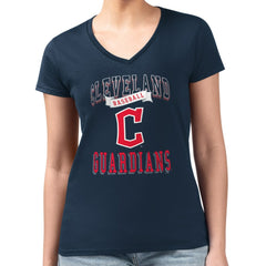 Cleveland Guardians G-III 4Her by Carl Banks Women's Super-Slim Fit Lightweight Team Logo Graphic V-Neck T-Shirt - MLB