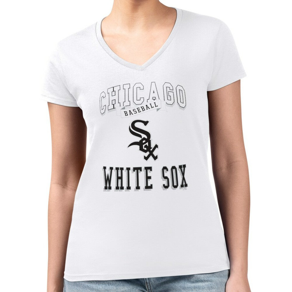 Chicago White Sox G-III 4Her by Carl Banks Women's Super-Slim Fit Lightweight Team Logo Graphic V-Neck T-Shirt - MLB