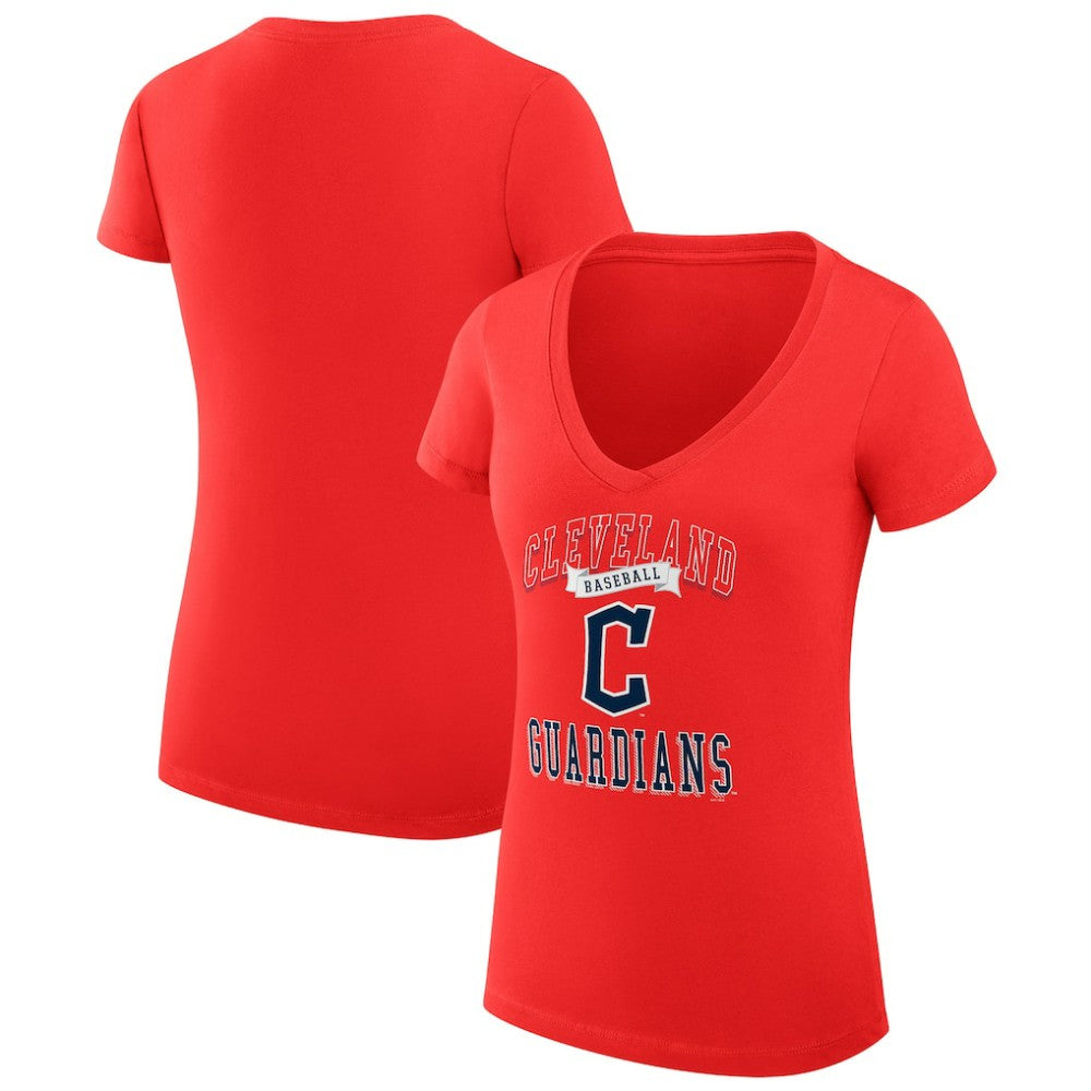 Cleveland Guardians G-III 4Her by Carl Banks Women's Super-Slim Fit Lightweight Team Logo Graphic V-Neck T-Shirt - MLB