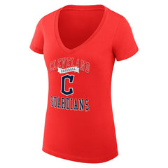 Cleveland Guardians G-III 4Her by Carl Banks Women's Super-Slim Fit Lightweight Team Logo Graphic V-Neck T-Shirt - MLB