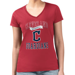 Cleveland Guardians G-III 4Her by Carl Banks Women's Super-Slim Fit Lightweight Team Logo Graphic V-Neck T-Shirt - MLB