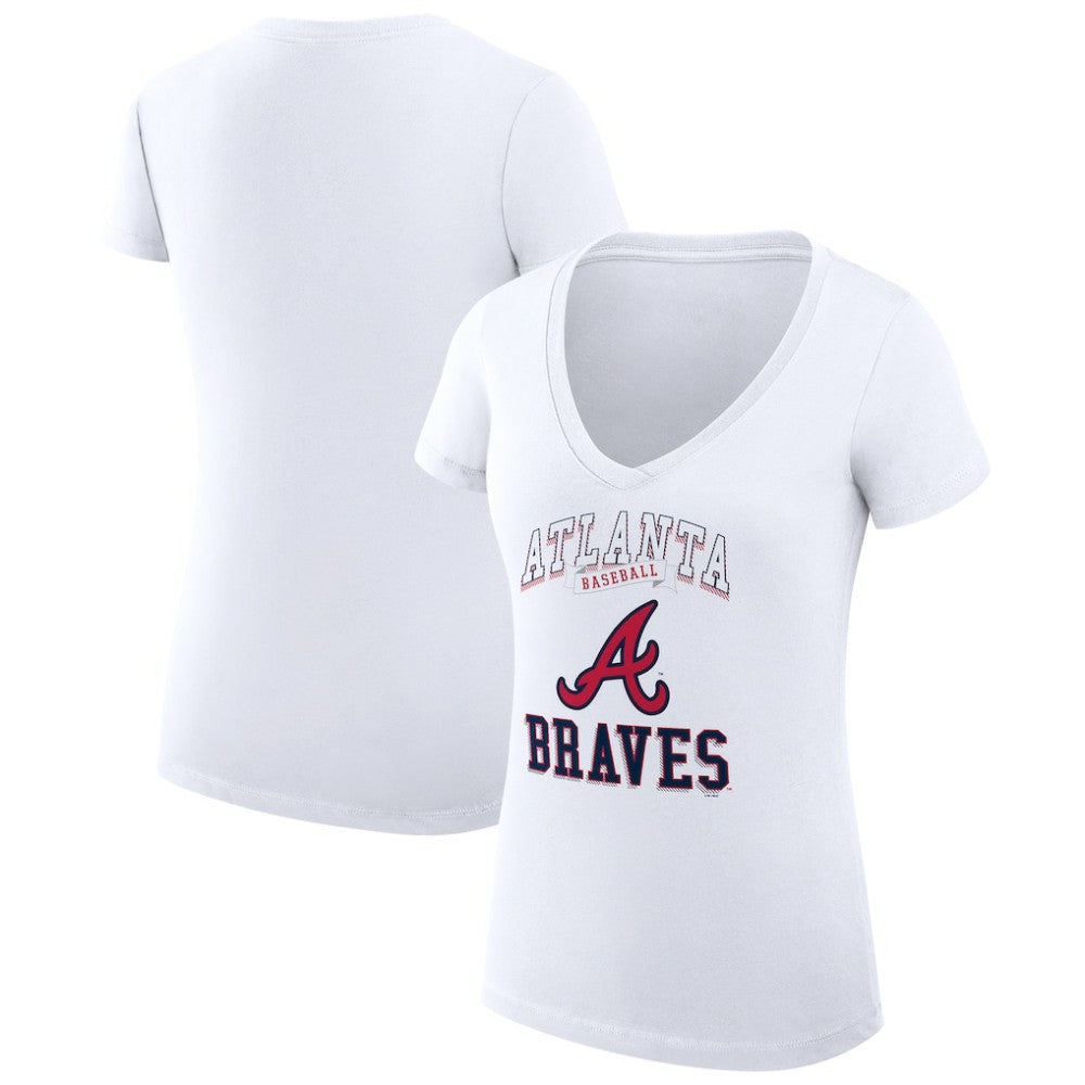 Atlanta Braves G-III 4Her by Carl Banks Women's Super-Slim Fit Lightweight Team Logo Graphic V-Neck T-Shirt - MLB