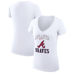 Atlanta Braves G-III 4Her by Carl Banks Women's Super-Slim Fit Lightweight Team Logo Graphic V-Neck T-Shirt - MLB