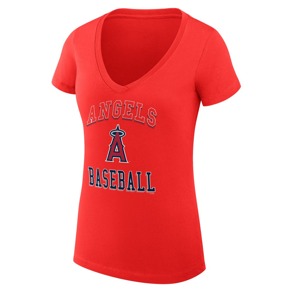 Los Angeles Angels G-III 4Her by Carl Banks Women's Super-Slim Fit Lightweight Team Logo Graphic V-Neck T-Shirt - MLB
