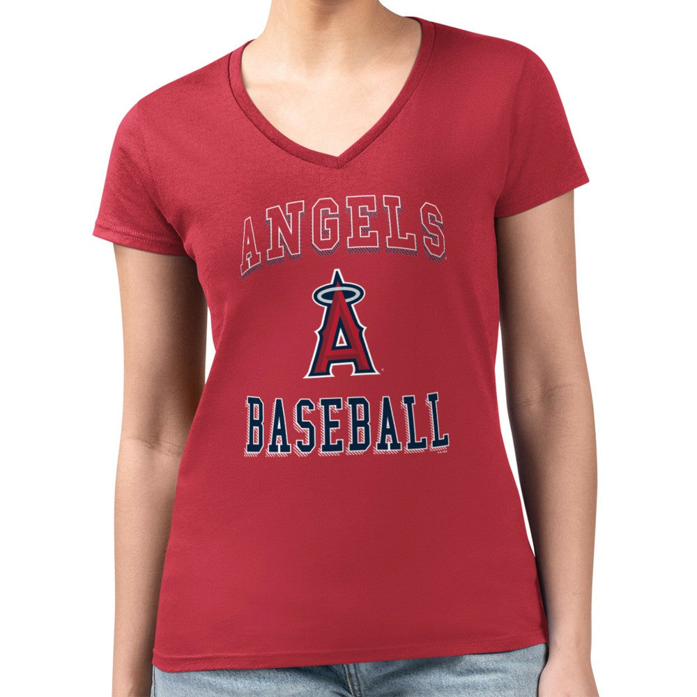 Los Angeles Angels G-III 4Her by Carl Banks Women's Super-Slim Fit Lightweight Team Logo Graphic V-Neck T-Shirt - MLB