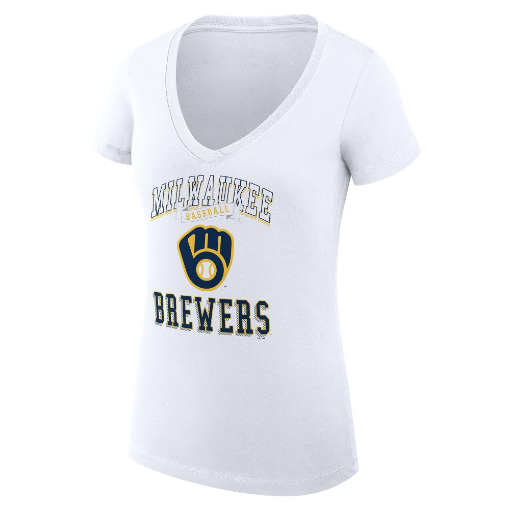 Milwaukee Brewers G-III 4Her by Carl Banks Women's Super-Slim Fit Lightweight Team Logo Graphic V-Neck T-Shirt - MLB