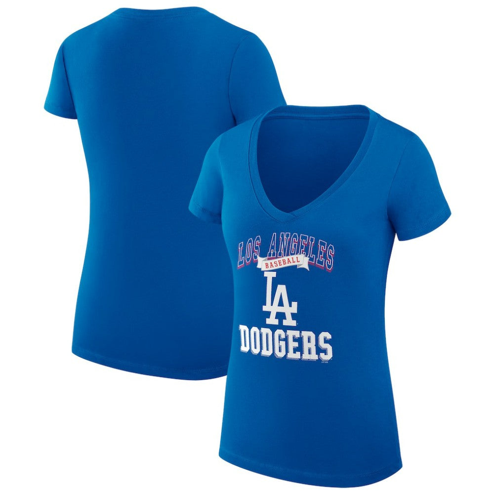 Los Angeles Dodgers G-III 4Her by Carl Banks Women's Super-Slim Fit Lightweight Team Logo Graphic V-Neck T-Shirt - MLB