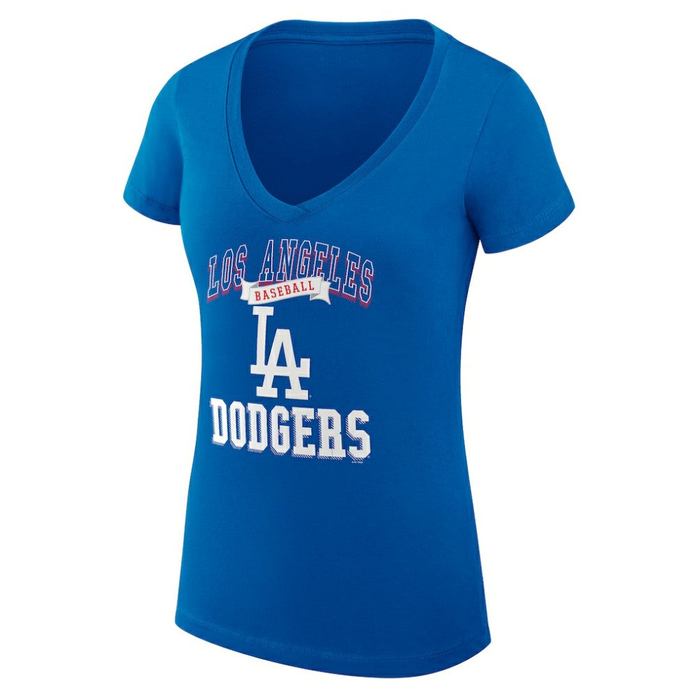 Los Angeles Dodgers G-III 4Her by Carl Banks Women's Super-Slim Fit Lightweight Team Logo Graphic V-Neck T-Shirt - MLB