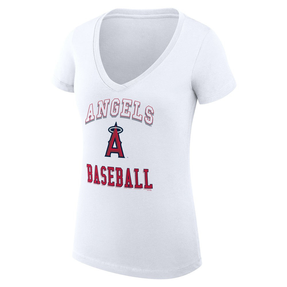 Los Angeles Angels G-III 4Her by Carl Banks Women's Super-Slim Fit Lightweight Team Logo Graphic V-Neck T-Shirt - MLB