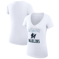 Miami Marlins G-III 4Her by Carl Banks Women's Super-Slim Fit Lightweight Team Logo Graphic V-Neck T-Shirt - MLB