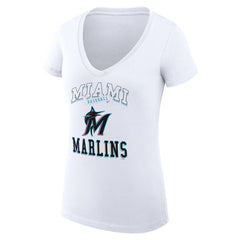 Miami Marlins G-III 4Her by Carl Banks Women's Super-Slim Fit Lightweight Team Logo Graphic V-Neck T-Shirt - MLB