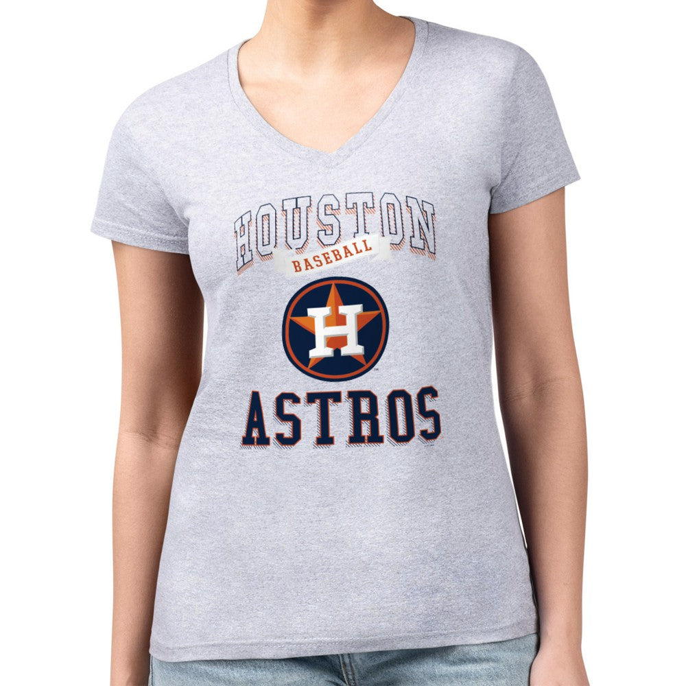 Houston Astros G-III 4Her by Carl Banks Women's Super-Slim Fit Lightweight Team Logo Graphic V-Neck T-Shirt - MLB