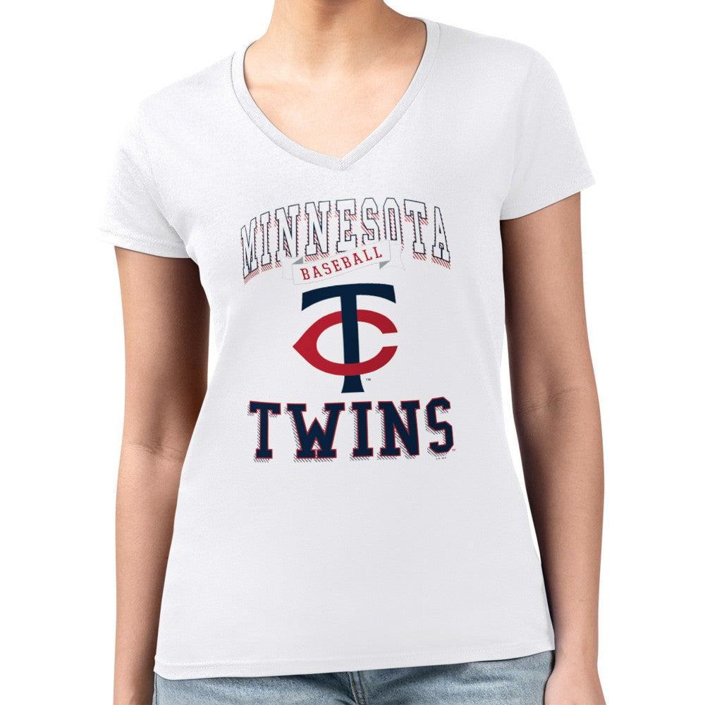Minnesota Twins G-III 4Her by Carl Banks Women's Super-Slim Fit Lightweight Team Logo Graphic V-Neck T-Shirt - MLB