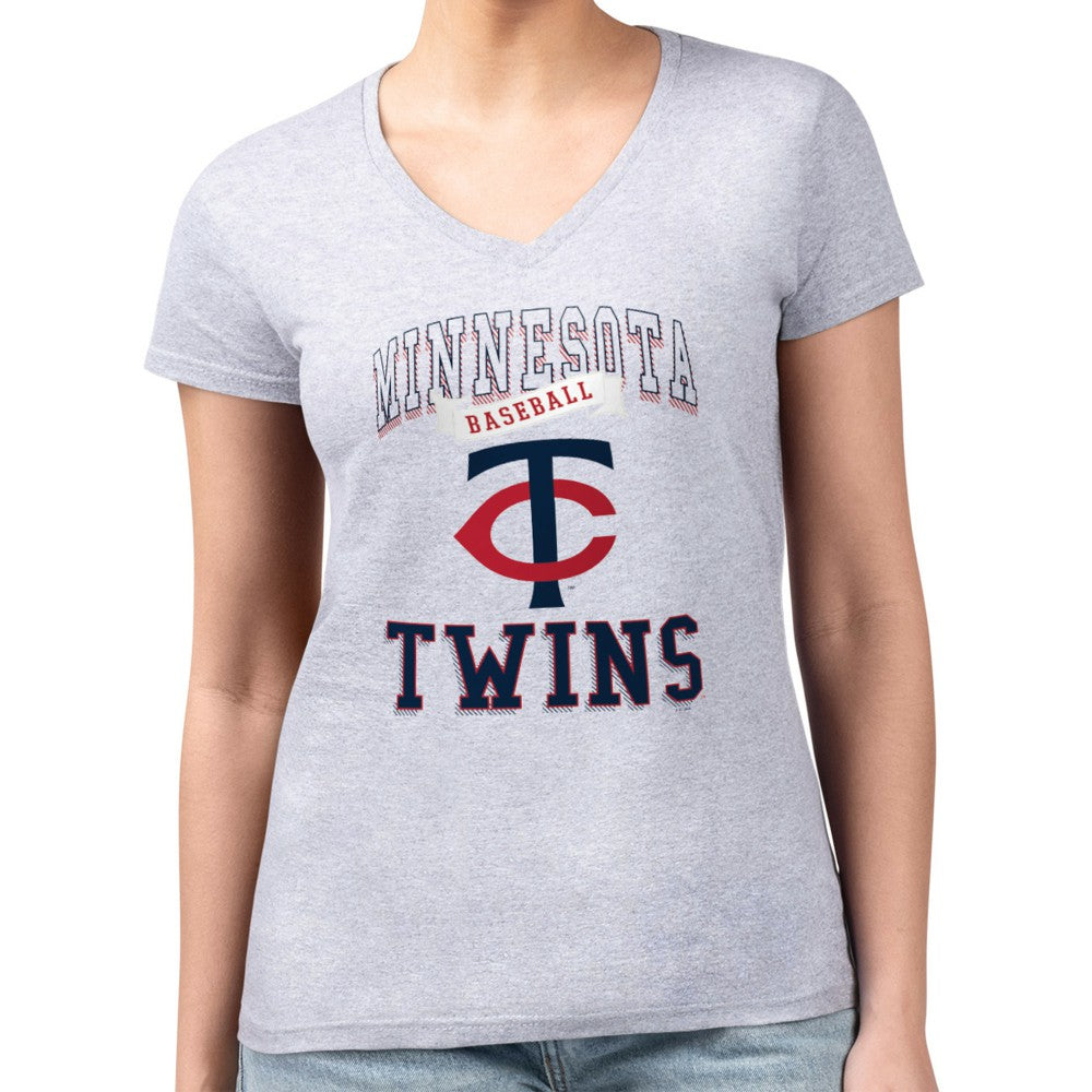 Minnesota Twins G-III 4Her by Carl Banks Women's Super-Slim Fit Lightweight Team Logo Graphic V-Neck T-Shirt - MLB