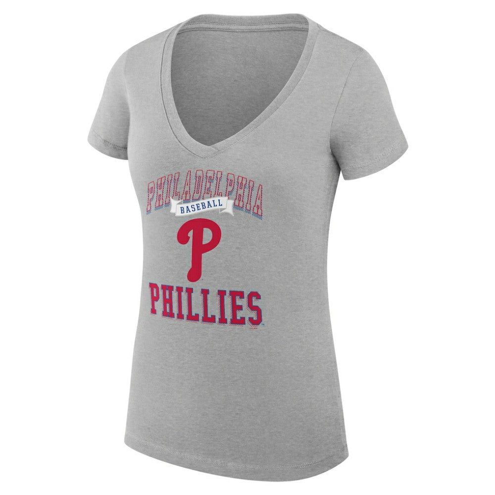 Philadelphia Phillies G-III 4Her by Carl Banks Women's Super-Slim Fit Lightweight Team Logo Graphic V-Neck T-Shirt - MLB