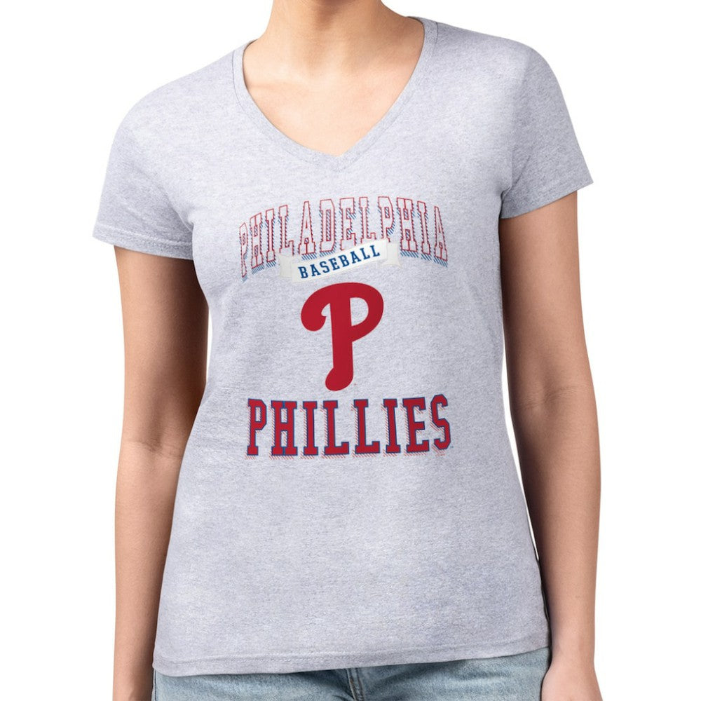 Philadelphia Phillies G-III 4Her by Carl Banks Women's Super-Slim Fit Lightweight Team Logo Graphic V-Neck T-Shirt - MLB
