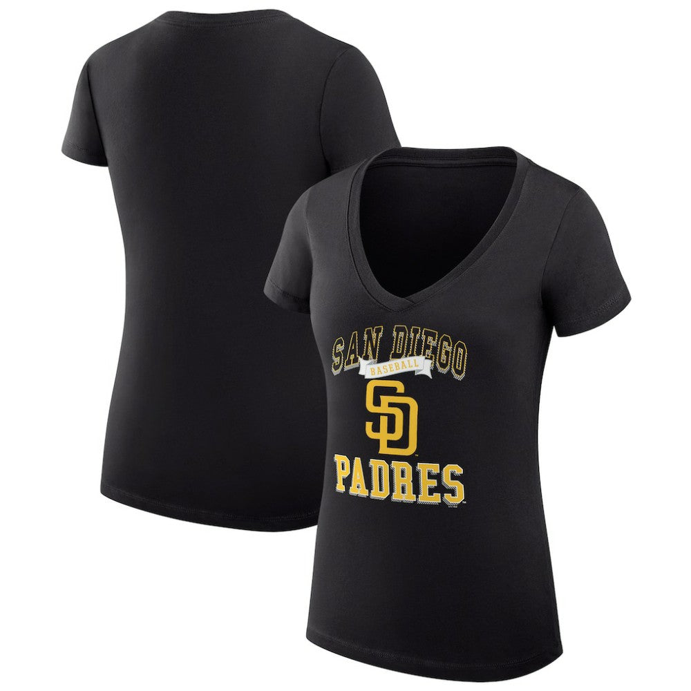 San Diego Padres G-III 4Her by Carl Banks Women's Super-Slim Fit Lightweight Team Logo Graphic V-Neck T-Shirt - MLB