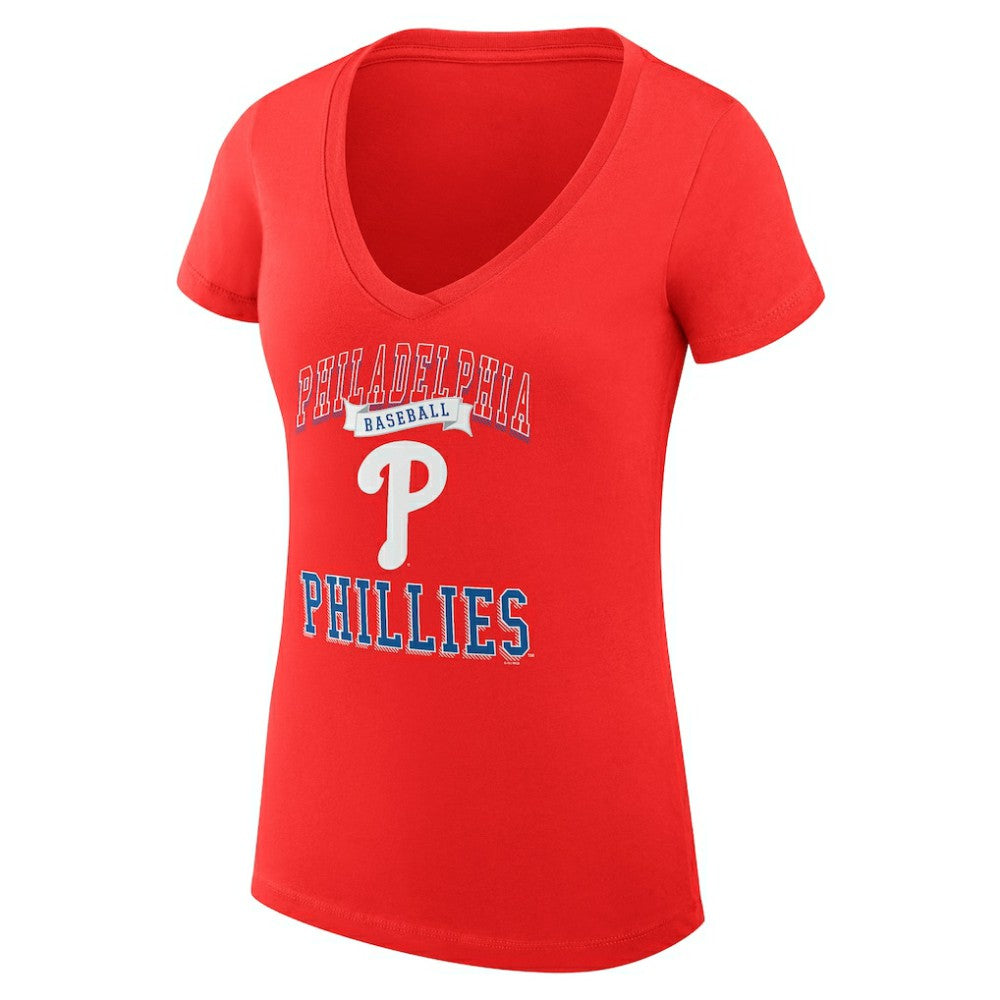 Philadelphia Phillies G-III 4Her by Carl Banks Women's Super-Slim Fit Lightweight Team Logo Graphic V-Neck T-Shirt - MLB