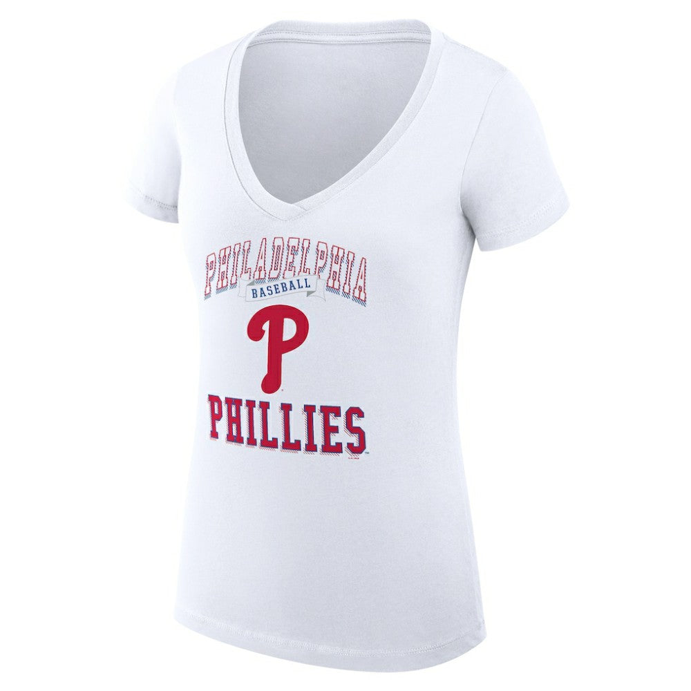 Philadelphia Phillies G-III 4Her by Carl Banks Women's Super-Slim Fit Lightweight Team Logo Graphic V-Neck T-Shirt - MLB