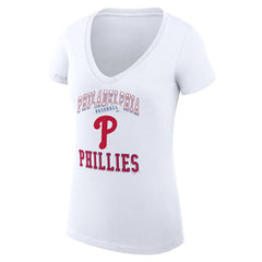 Philadelphia Phillies G-III 4Her by Carl Banks Women's Super-Slim Fit Lightweight Team Logo Graphic V-Neck T-Shirt - MLB