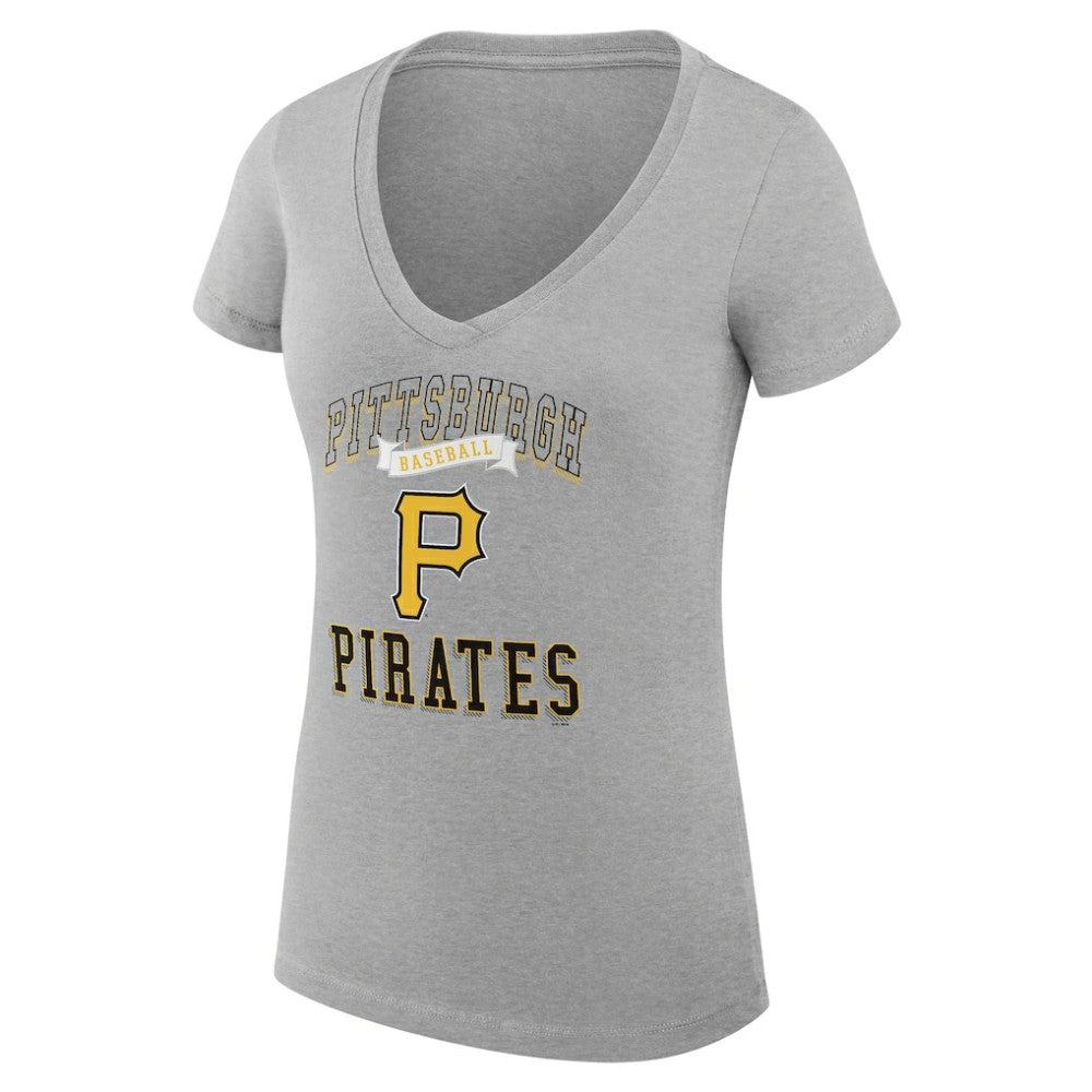 Pittsburgh Pirates G-III 4Her by Carl Banks Women's Super-Slim Fit Lightweight Team Logo Graphic V-Neck T-Shirt - MLB