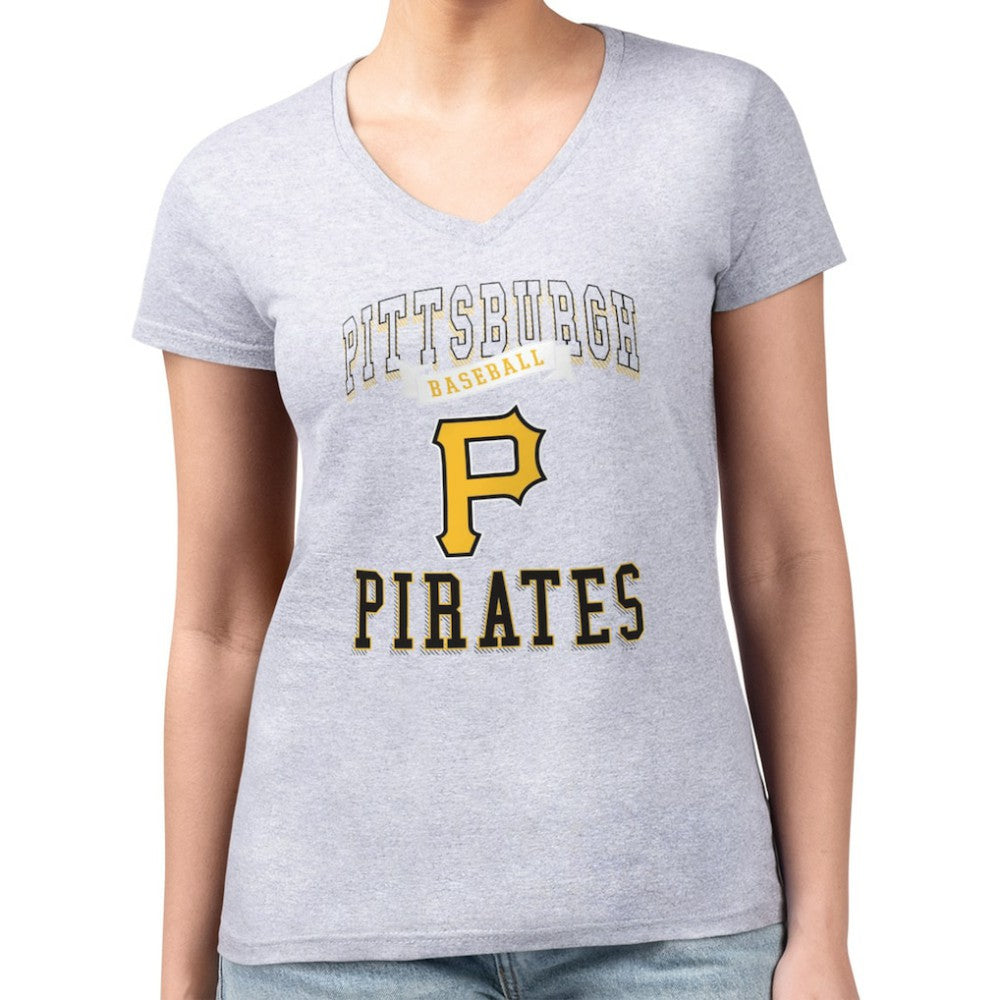Pittsburgh Pirates G-III 4Her by Carl Banks Women's Super-Slim Fit Lightweight Team Logo Graphic V-Neck T-Shirt - MLB