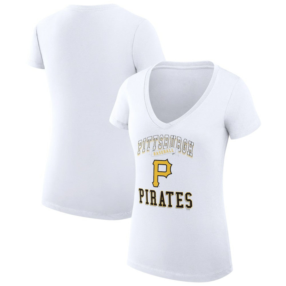 Pittsburgh Pirates G-III 4Her by Carl Banks Women's Super-Slim Fit Lightweight Team Logo Graphic V-Neck T-Shirt - MLB