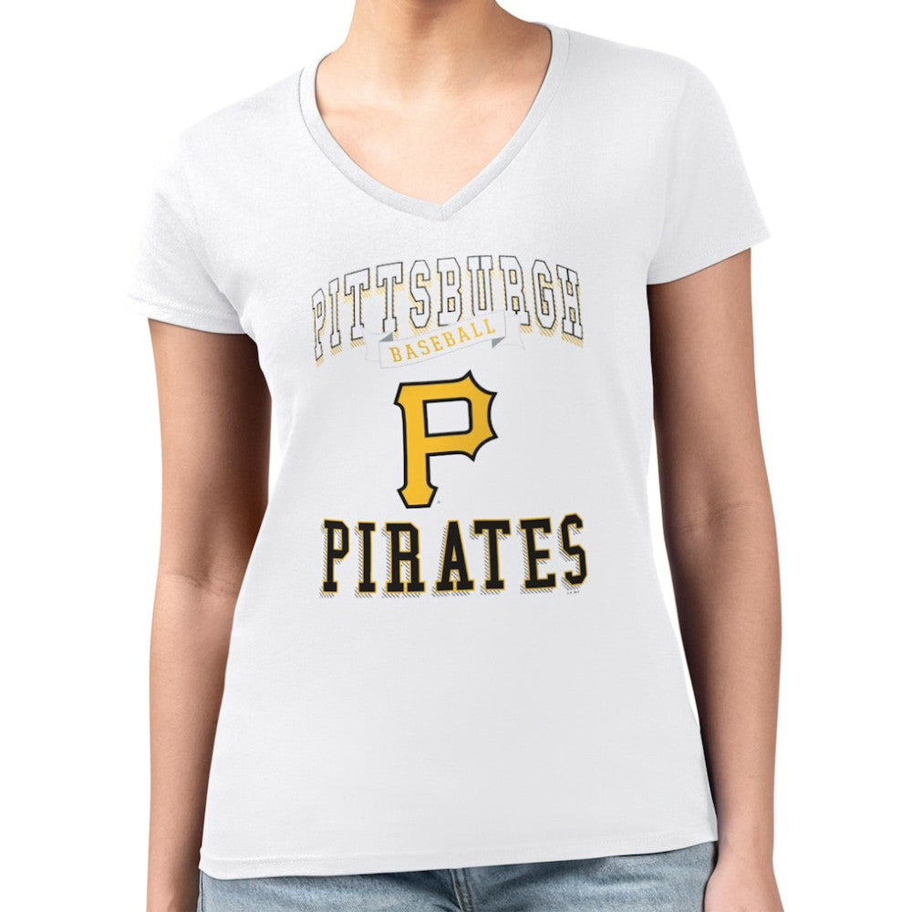 Pittsburgh Pirates G-III 4Her by Carl Banks Women's Super-Slim Fit Lightweight Team Logo Graphic V-Neck T-Shirt - MLB