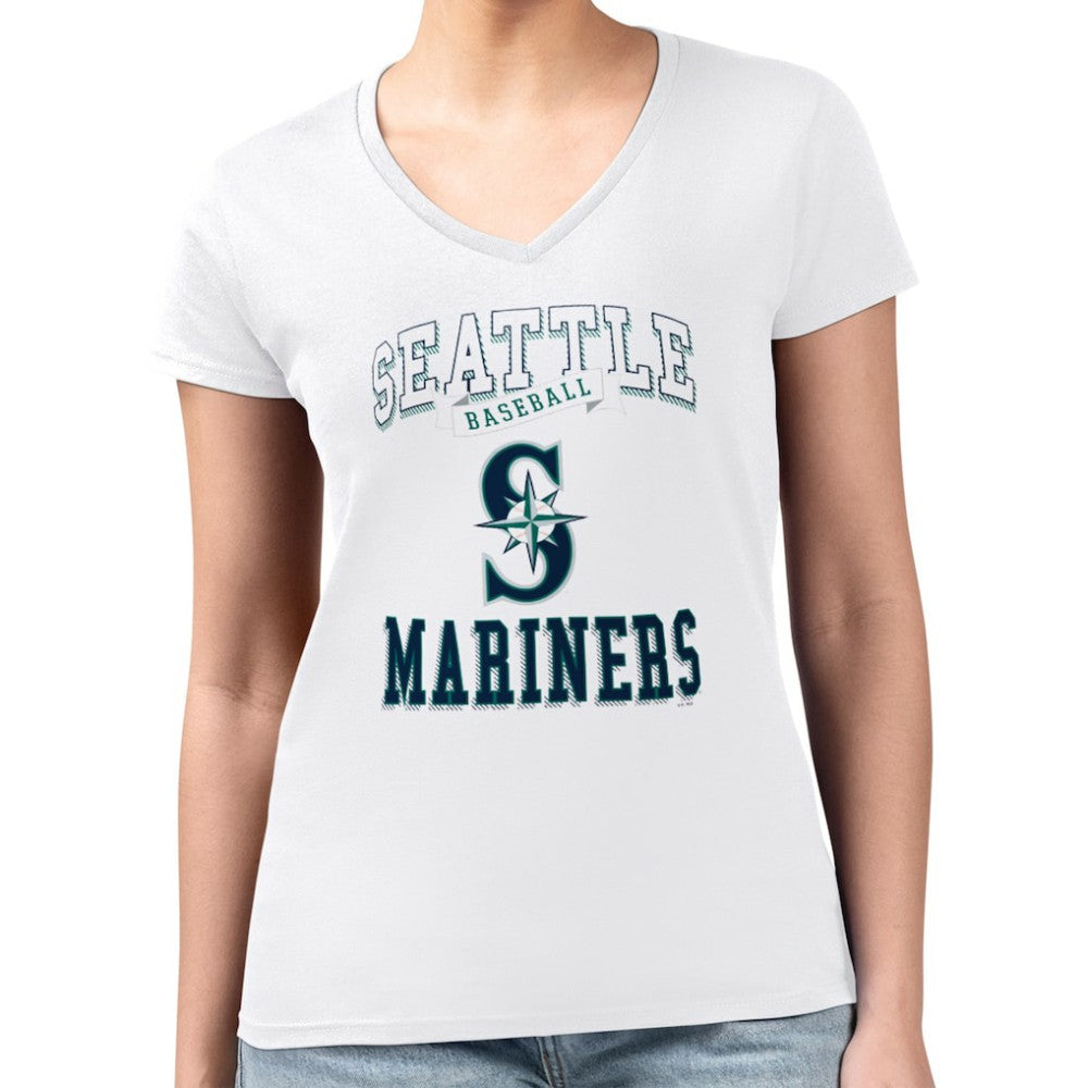 Seattle Mariners G-III 4Her by Carl Banks Women's Super-Slim Fit Lightweight Team Logo Graphic V-Neck T-Shirt - MLB