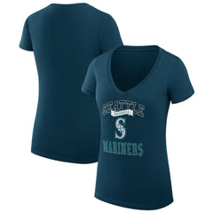 Seattle Mariners G-III 4Her by Carl Banks Women's Super-Slim Fit Lightweight Team Logo Graphic V-Neck T-Shirt - MLB