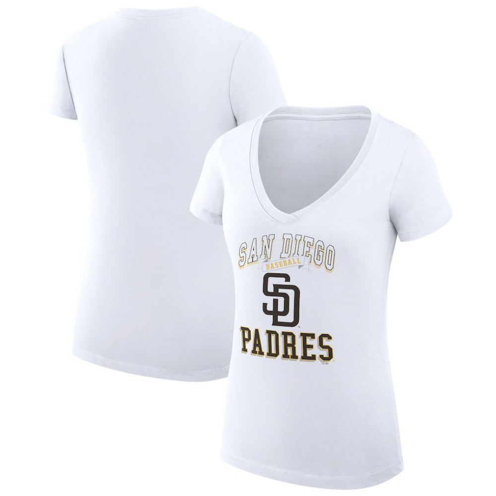 San Diego Padres G-III 4Her by Carl Banks Women's Super-Slim Fit Lightweight Team Logo Graphic V-Neck T-Shirt - MLB