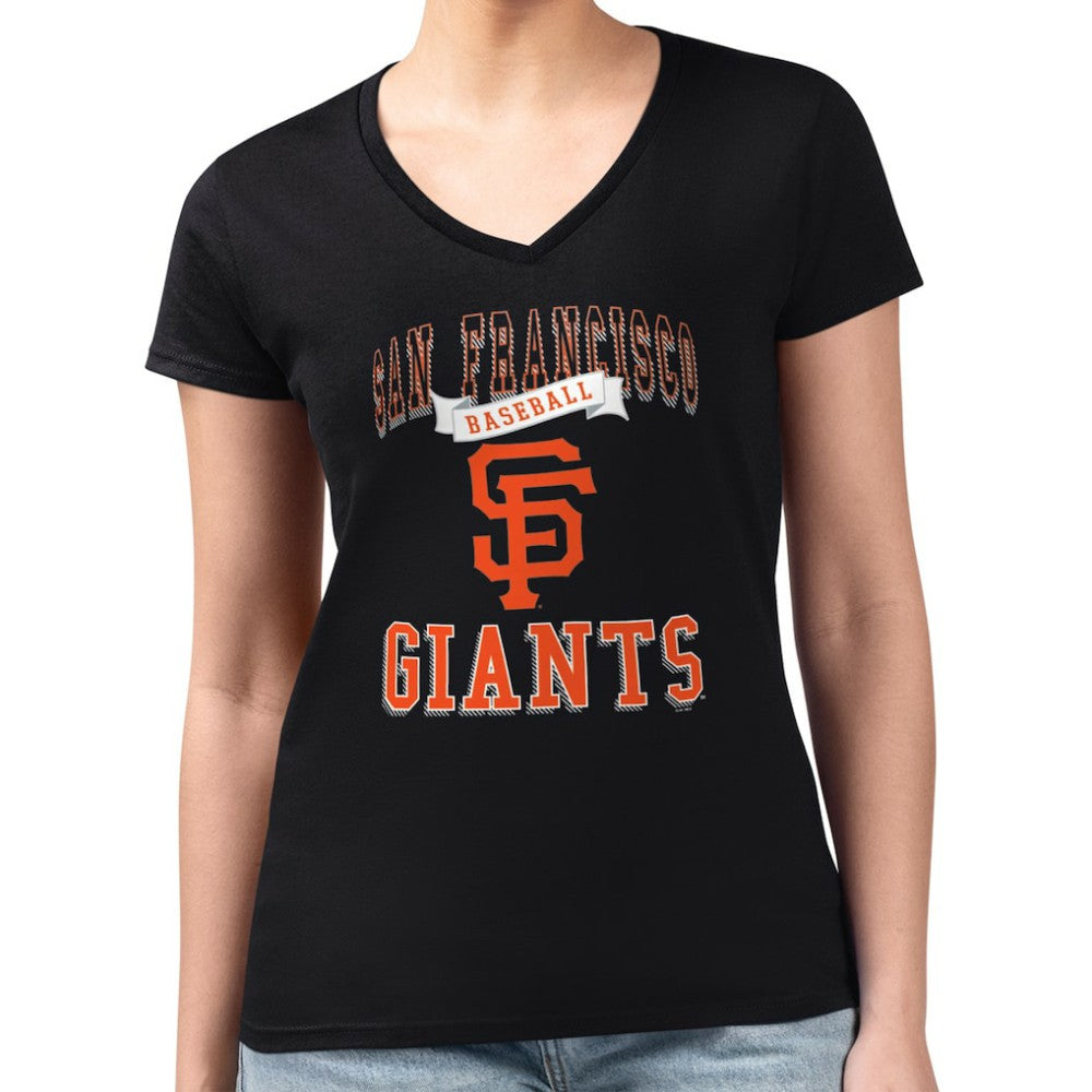 San Francisco Giants G-III 4Her by Carl Banks Women's Super-Slim Fit Lightweight Team Logo Graphic V-Neck T-Shirt - MLB