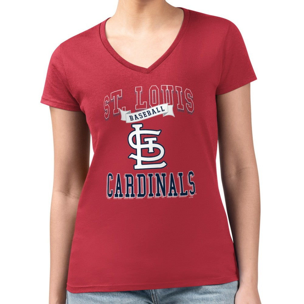 St. Louis Cardinals G-III 4Her by Carl Banks Women's Super-Slim Fit Lightweight Team Logo Graphic V-Neck T-Shirt - MLB