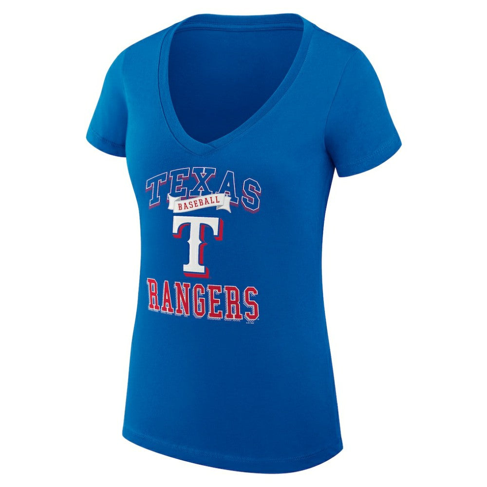 Texas Rangers G-III 4Her by Carl Banks Women's Super-Slim Fit Lightweight Team Logo Graphic V-Neck T-Shirt - MLB