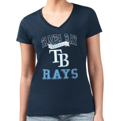 Tampa Bay Rays G-III 4Her by Carl Banks Women's Super-Slim Fit Lightweight Team Logo Graphic V-Neck T-Shirt - MLB