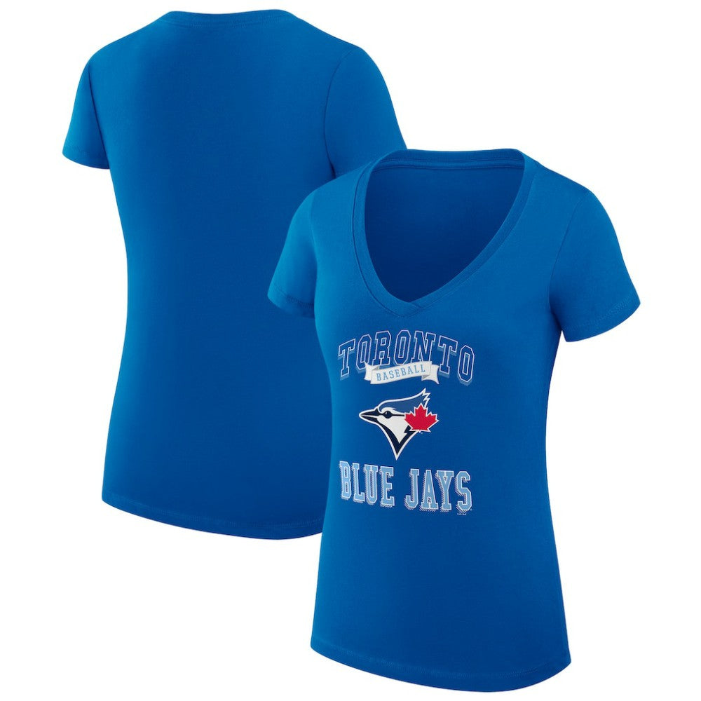 Toronto Blue Jays G-III 4Her by Carl Banks Women's Super-Slim Fit Lightweight Team Logo Graphic V-Neck T-Shirt - MLB