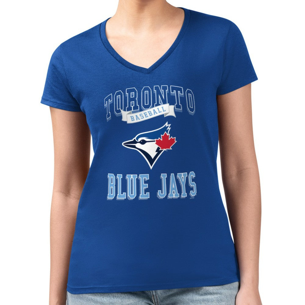 Toronto Blue Jays G-III 4Her by Carl Banks Women's Super-Slim Fit Lightweight Team Logo Graphic V-Neck T-Shirt - MLB