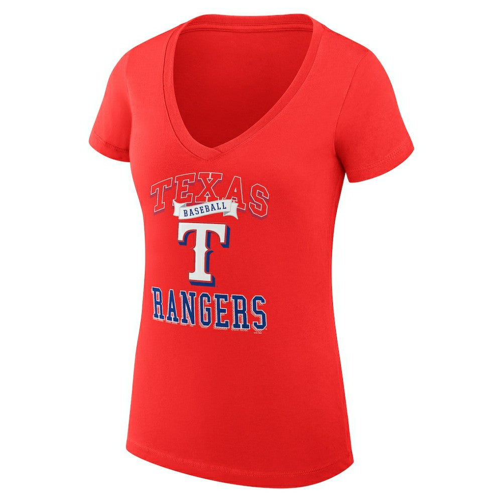 Texas Rangers G-III 4Her by Carl Banks Women's Super-Slim Fit Lightweight Team Logo Graphic V-Neck T-Shirt - MLB