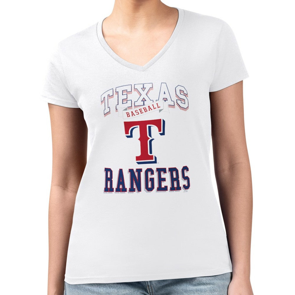 Texas Rangers G-III 4Her by Carl Banks Women's Super-Slim Fit Lightweight Team Logo Graphic V-Neck T-Shirt - MLB