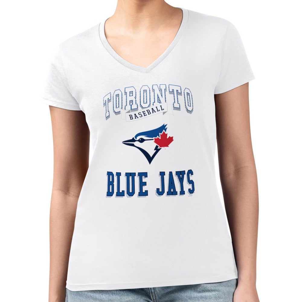 Toronto Blue Jays G-III 4Her by Carl Banks Women's Super-Slim Fit Lightweight Team Logo Graphic V-Neck T-Shirt - MLB