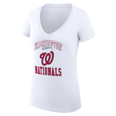 Washington Nationals G-III 4Her by Carl Banks Women's Super-Slim Fit Lightweight Team Logo Graphic V-Neck T-Shirt - MLB