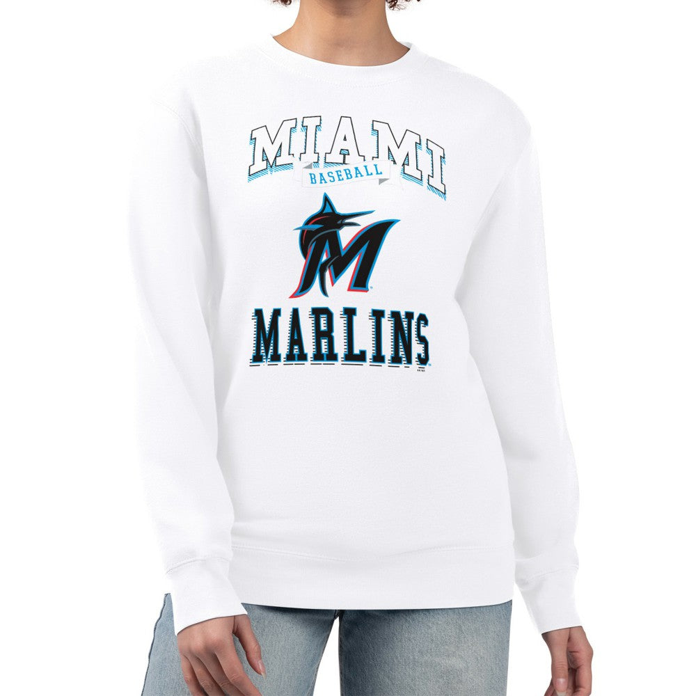 Miami Marlins G-III 4Her by Carl Banks Women's Team Logo Graphic Tri-Blend Fleece Pullover Sweatshirt - MLB