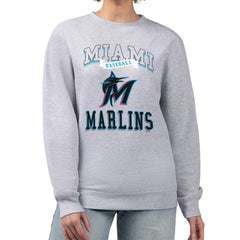 Miami Marlins G-III 4Her by Carl Banks Women's Team Logo Graphic Tri-Blend Fleece Pullover Sweatshirt - MLB