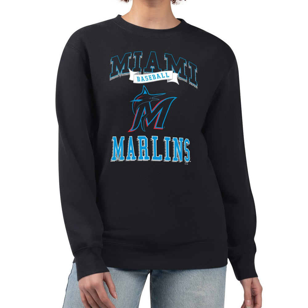 Miami Marlins G-III 4Her by Carl Banks Women's Team Logo Graphic Tri-Blend Fleece Pullover Sweatshirt - MLB