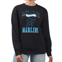 Miami Marlins G-III 4Her by Carl Banks Women's Team Logo Graphic Tri-Blend Fleece Pullover Sweatshirt - MLB
