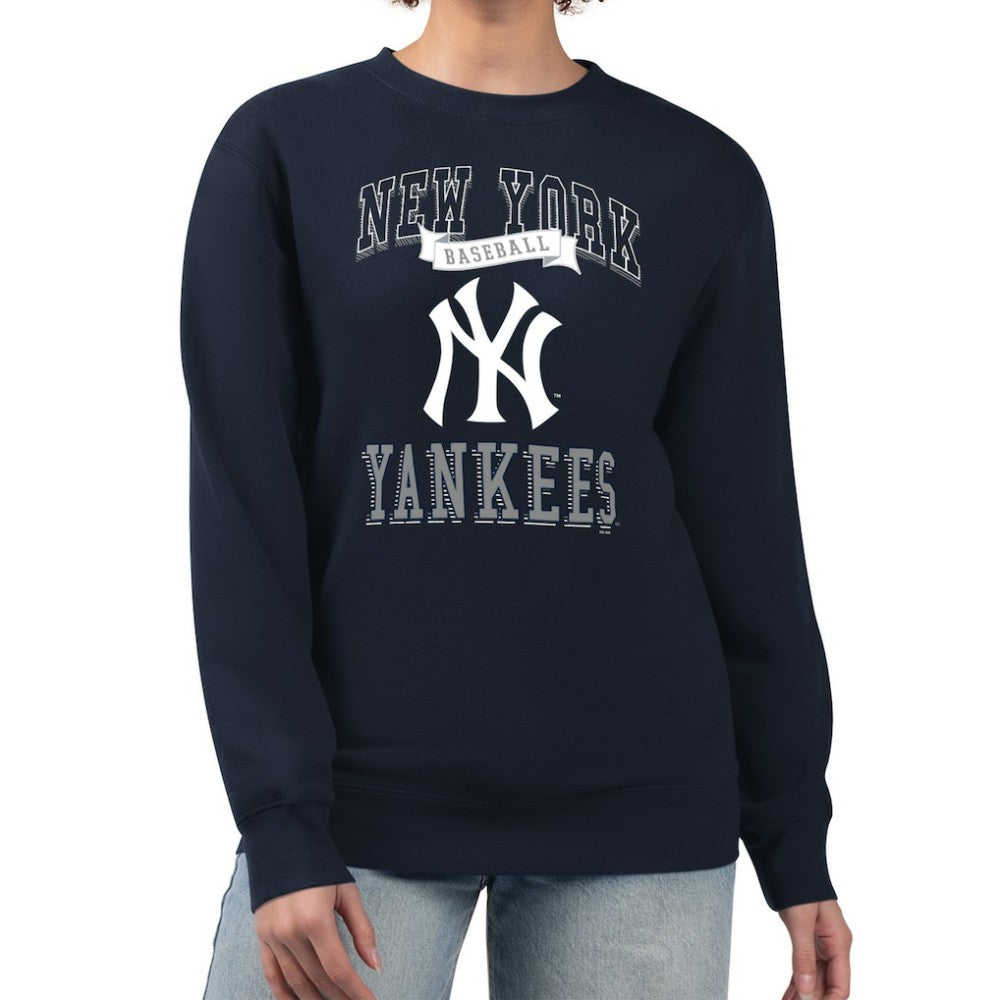 New York Yankees G-III 4Her by Carl Banks Women's Team Logo Graphic Tri-Blend Fleece Pullover Sweatshirt - MLB