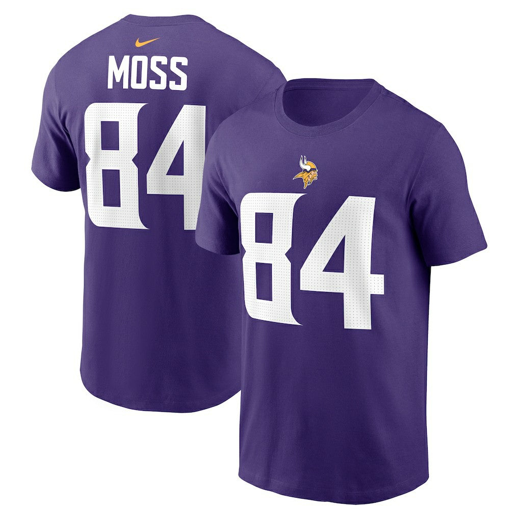 Randy Moss Minnesota Vikings Retired Player Name & Number T-Shirt Purple | Nike for Sale