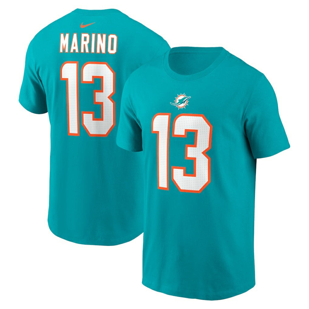 Dan Marino Miami Dolphins Retired Player Name & Number T-Shirt Aqua | Nike for Sale